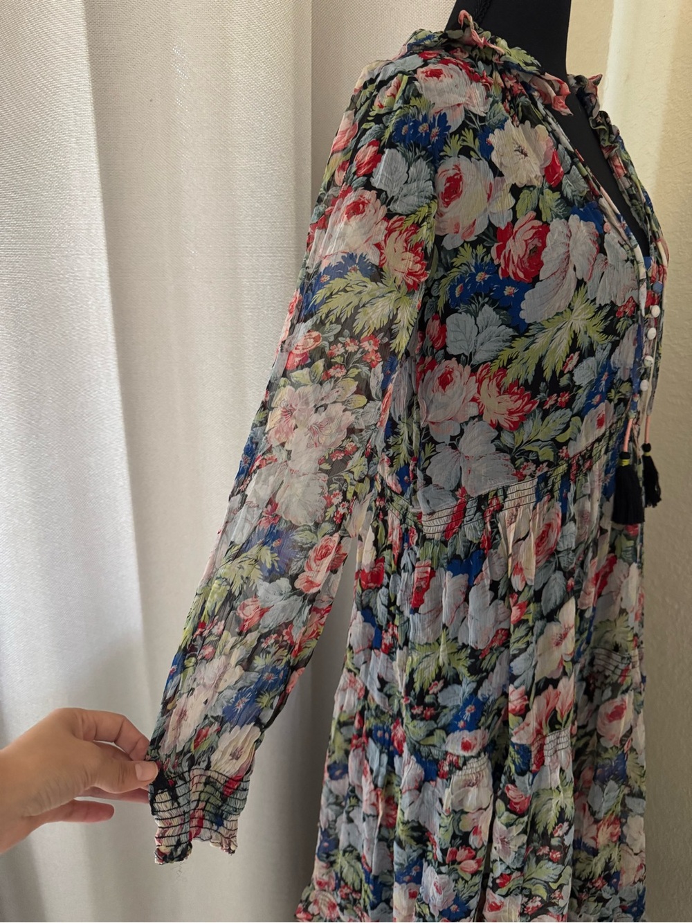 Anthropologie Marais Floral Chiffon Maxi Dress NWT Boho Romantic XS - Picture 6 of 9